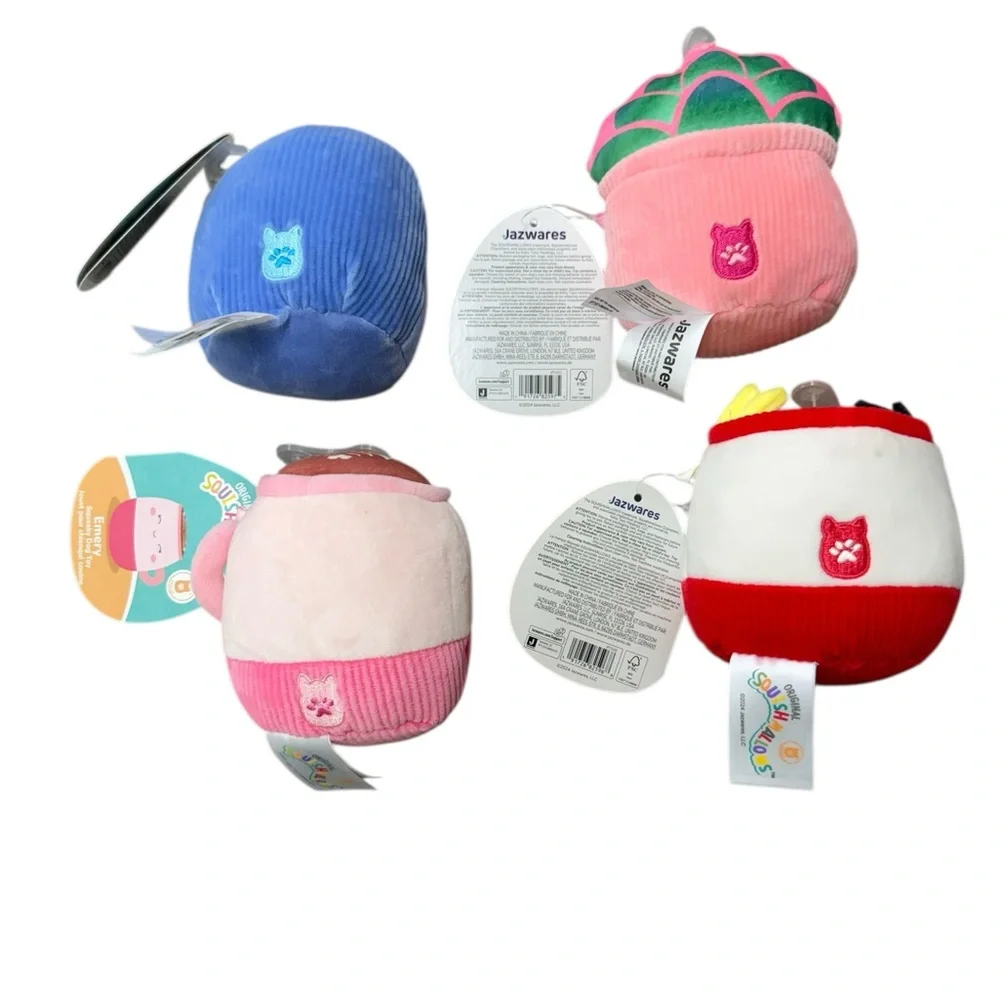 Squishmallows set of 4 assorted plush squeaky dog toys. NWOT